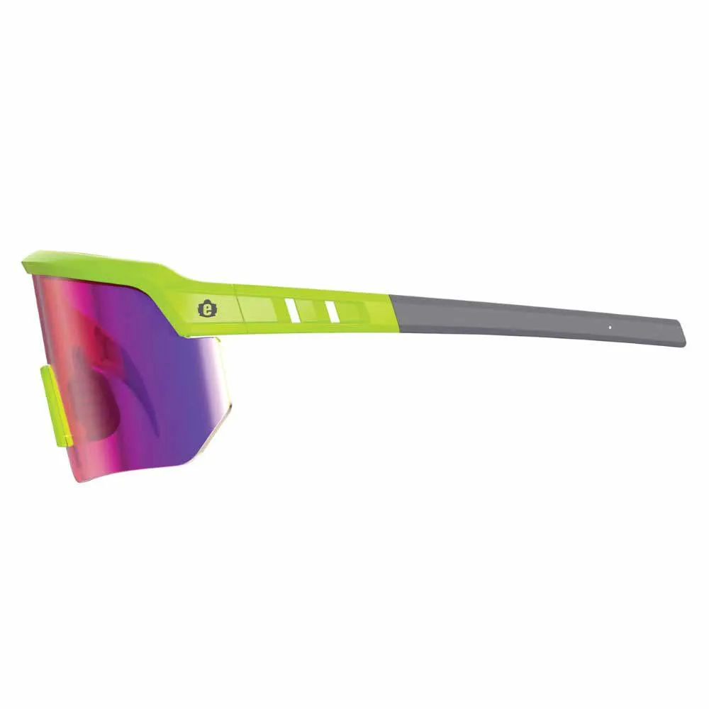 Ergodyne 55015 AEGIR-MI Lime Frame Purple Mirror Lens Safety Glasses