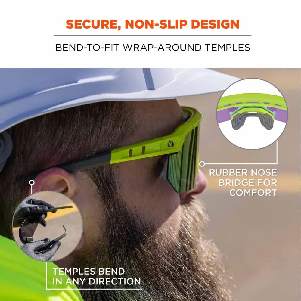 Ergodyne 55015 AEGIR-MI Lime Frame Purple Mirror Lens Safety Glasses