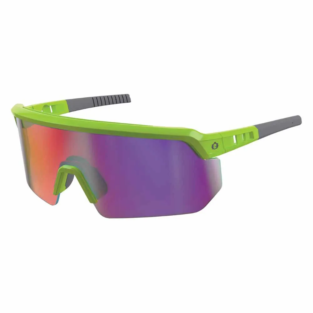 Ergodyne 55015 AEGIR-MI Lime Frame Purple Mirror Lens Safety Glasses