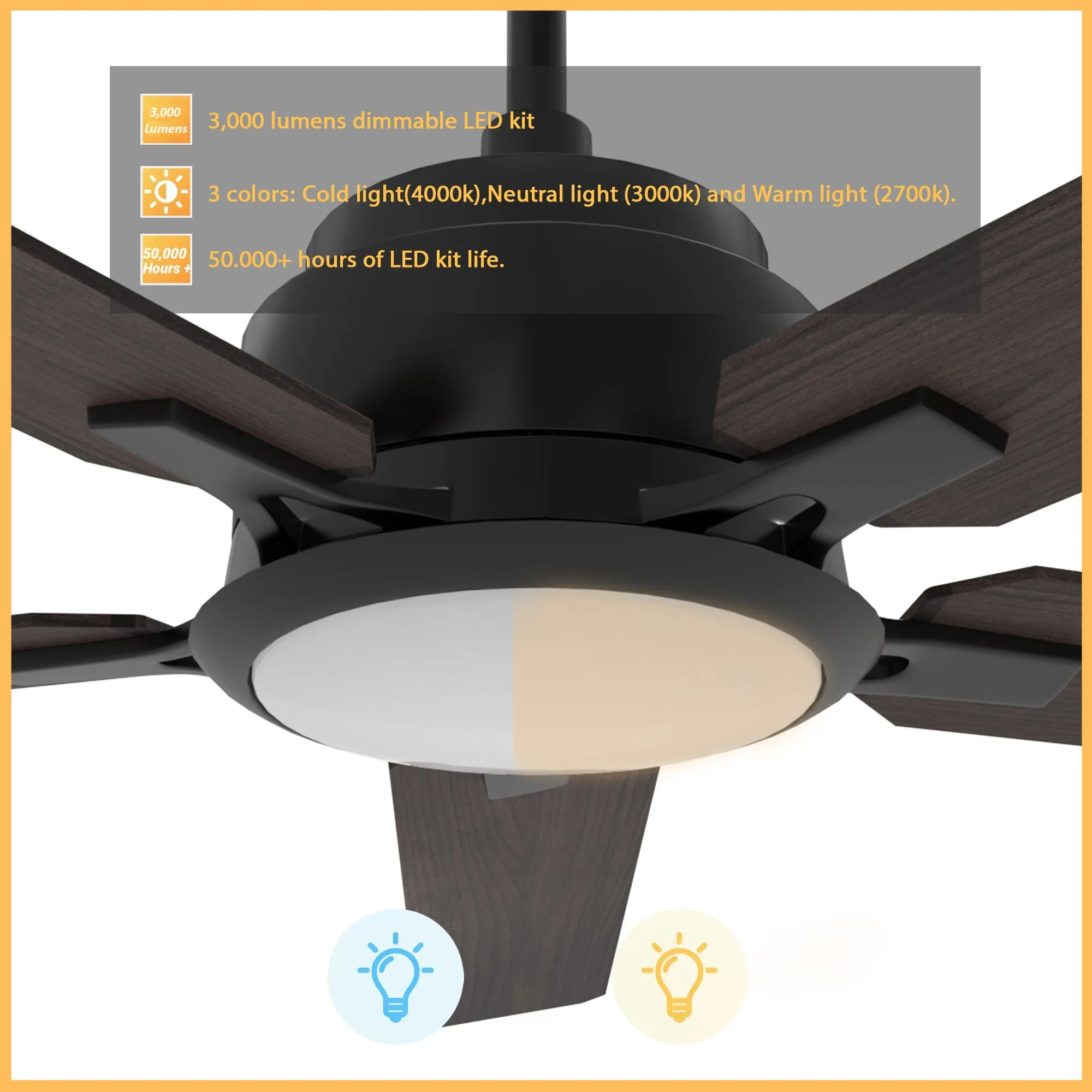 Essex Smart Outdoor Ceiling Fan with Dimmable LED Light Remote 52 Inch