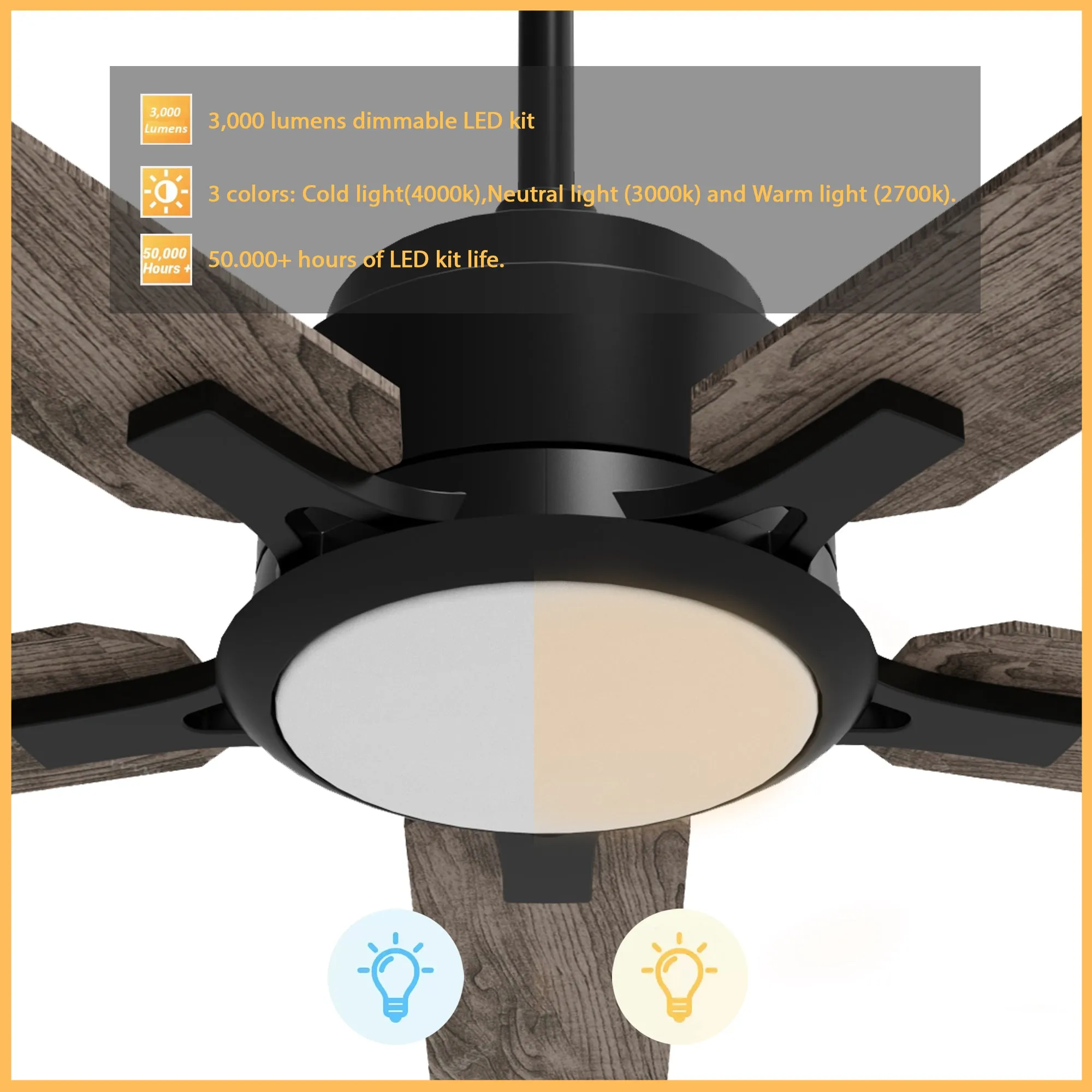 Essex Smart Outdoor Ceiling Fan with Dimmable LED Light Remote 52 Inch