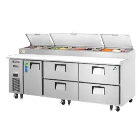 Everest - EPPR3-D4, 93" 12 Pan Pizza Prep Table Refrigerator with 4 Drawers