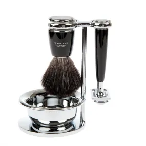 Fendrihan 4-Piece Shaving Set with Safety Razor and Black Fibre Brush