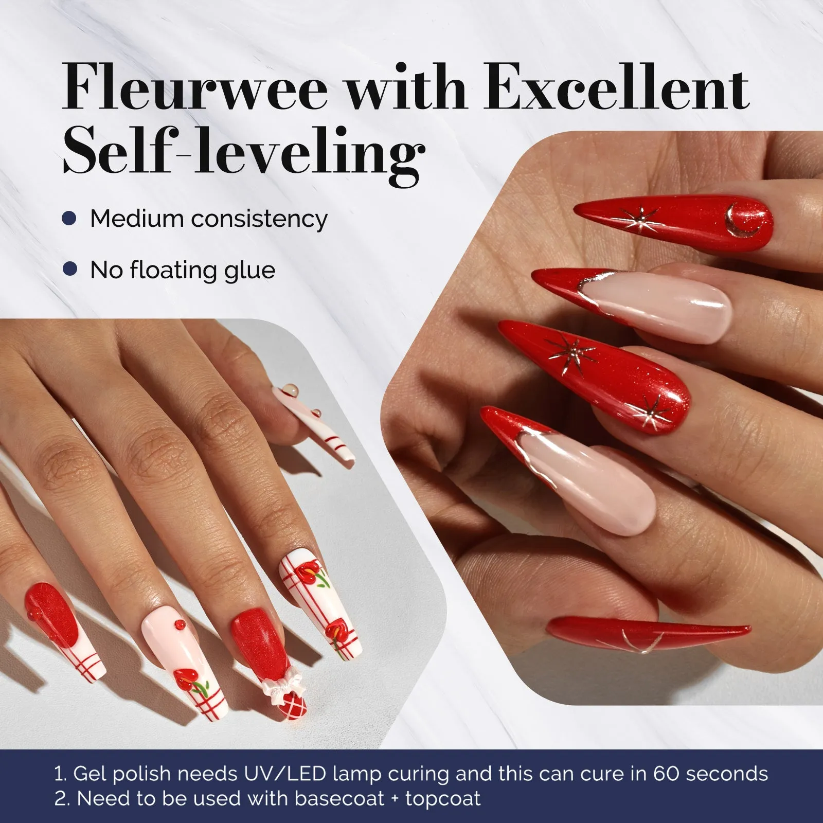 Fleurwee Gel Nail Polish Plant-based 0.5 fl oz/15ml - P38 Anthurium Red-Glitter