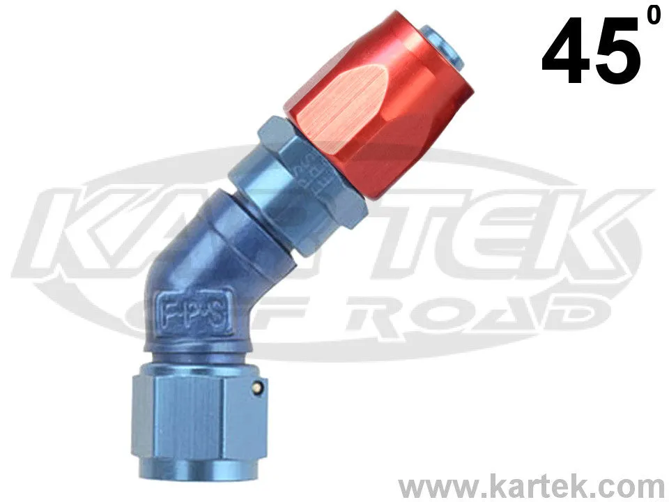 Fragola AN -10 Red And Blue Anodized Series 3000 Cutter Style 45 Degree Low Profile Hose Ends