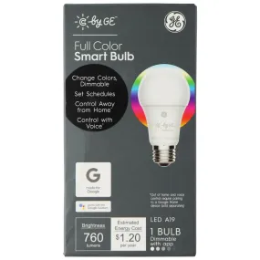 GE Full Color LED A19 Smart Bulb with App Control and Works with Google (60Watt)