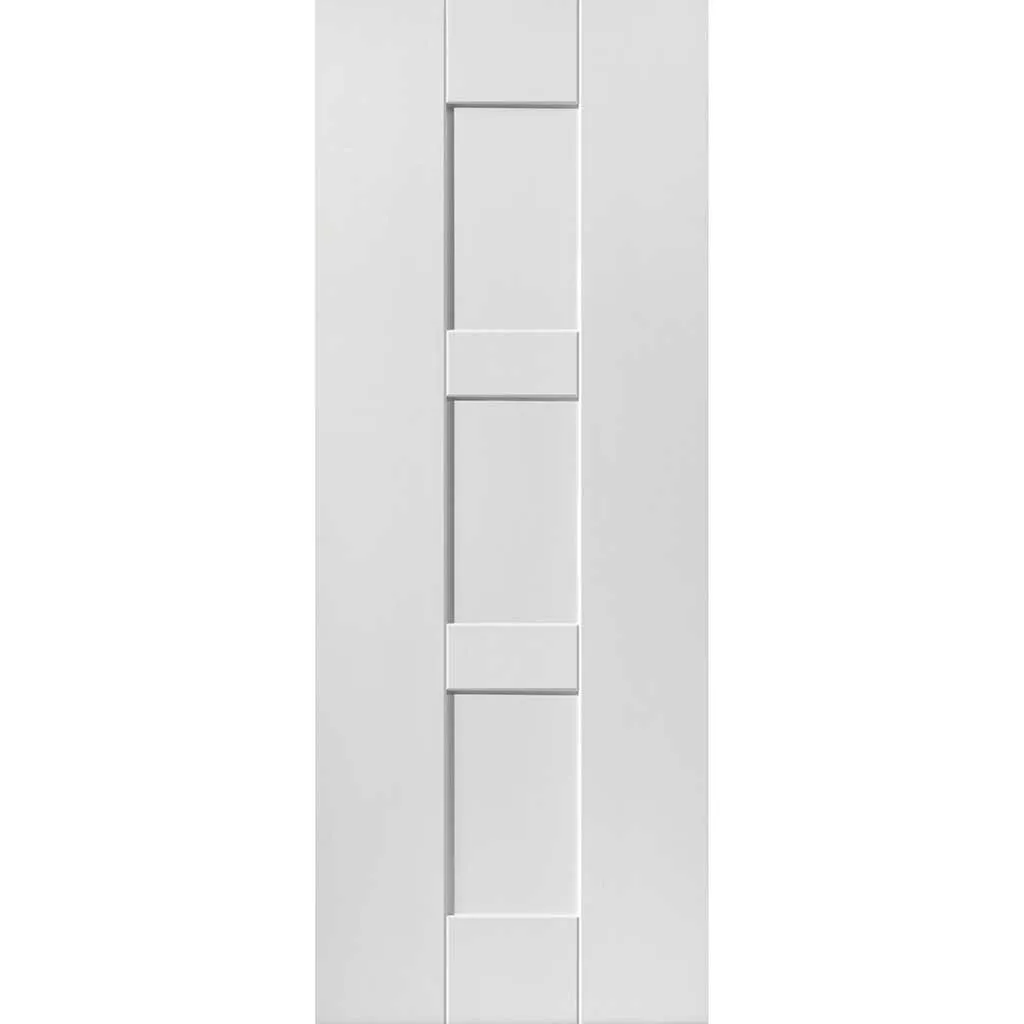 Geo Panelled Absolute Evokit Double Pocket Doors - White Primed