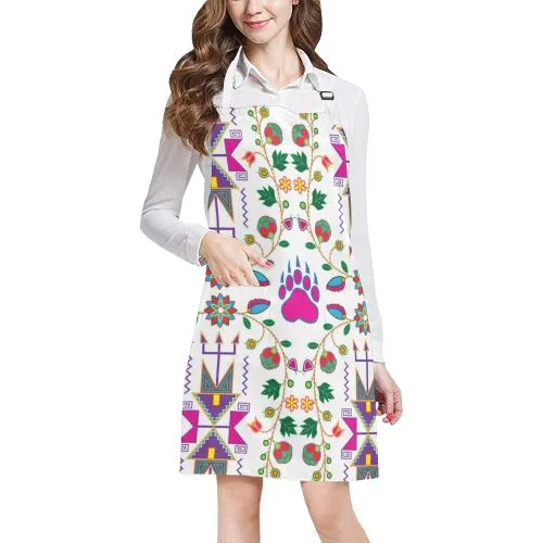 Geometric Floral Fall-White Apron