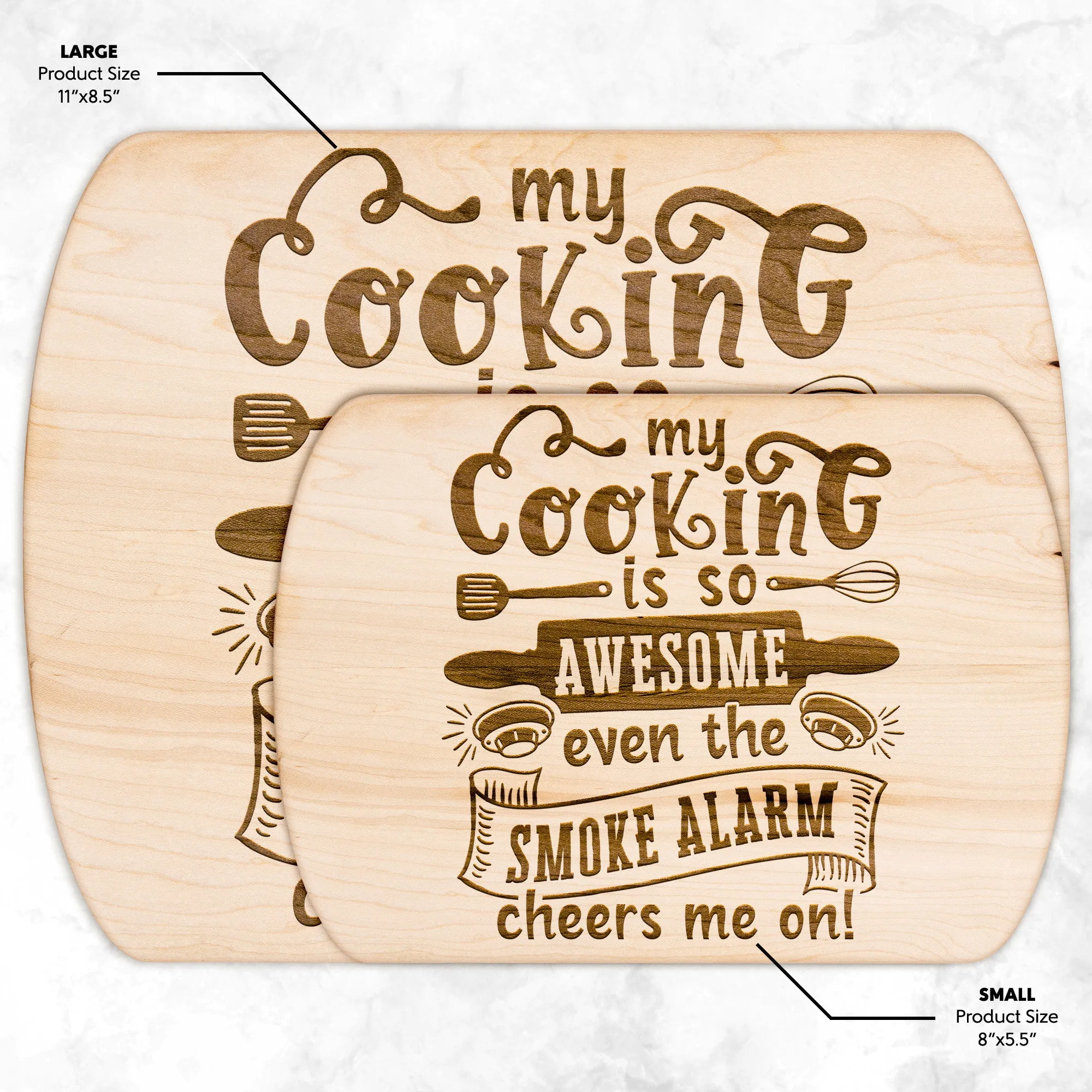 Humorous Smoke Alarm Cheers Me On Oval Maple Cutting Board 8" x 11"