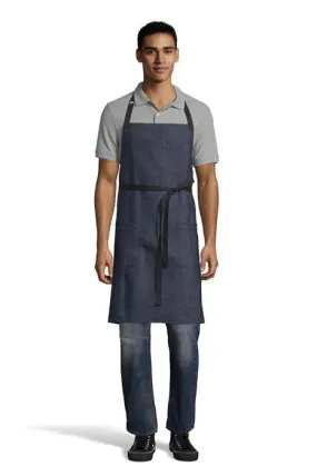 Indigo Denim / Black Rebel Bib Apron (3 Pocket)