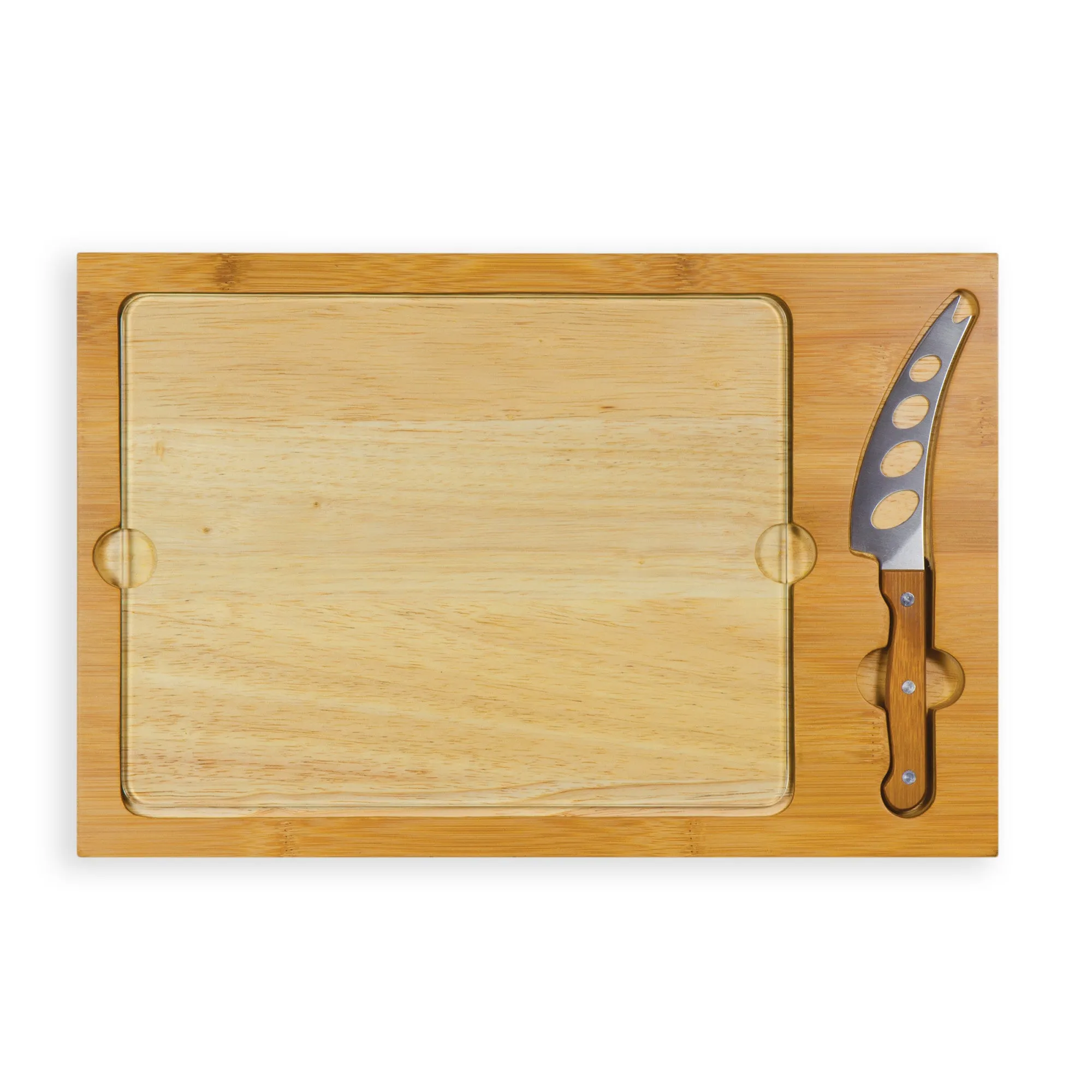 Kansas Jayhawks Football Field - Icon Glass Top Cutting Board & Knife Set