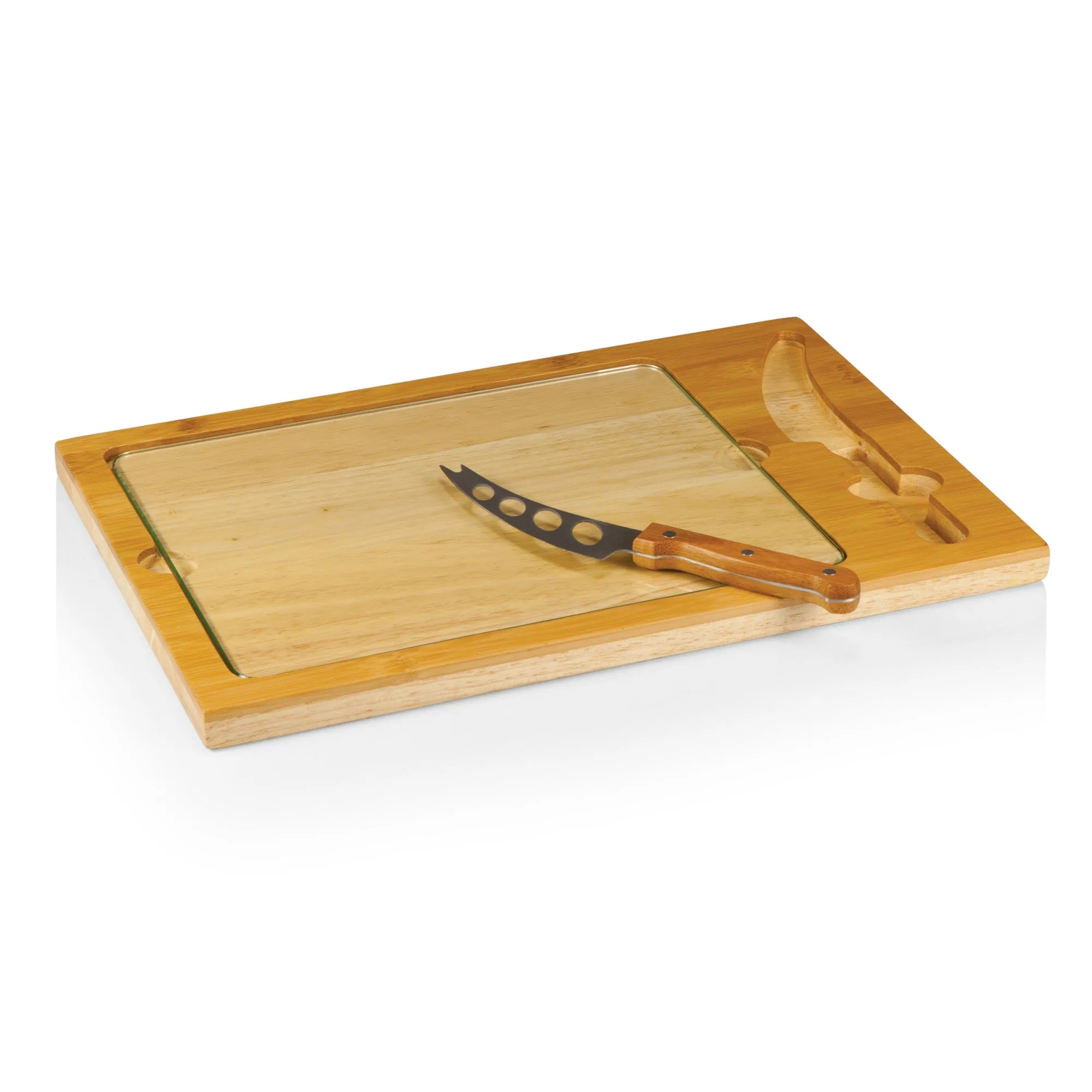 Kansas Jayhawks Football Field - Icon Glass Top Cutting Board & Knife Set