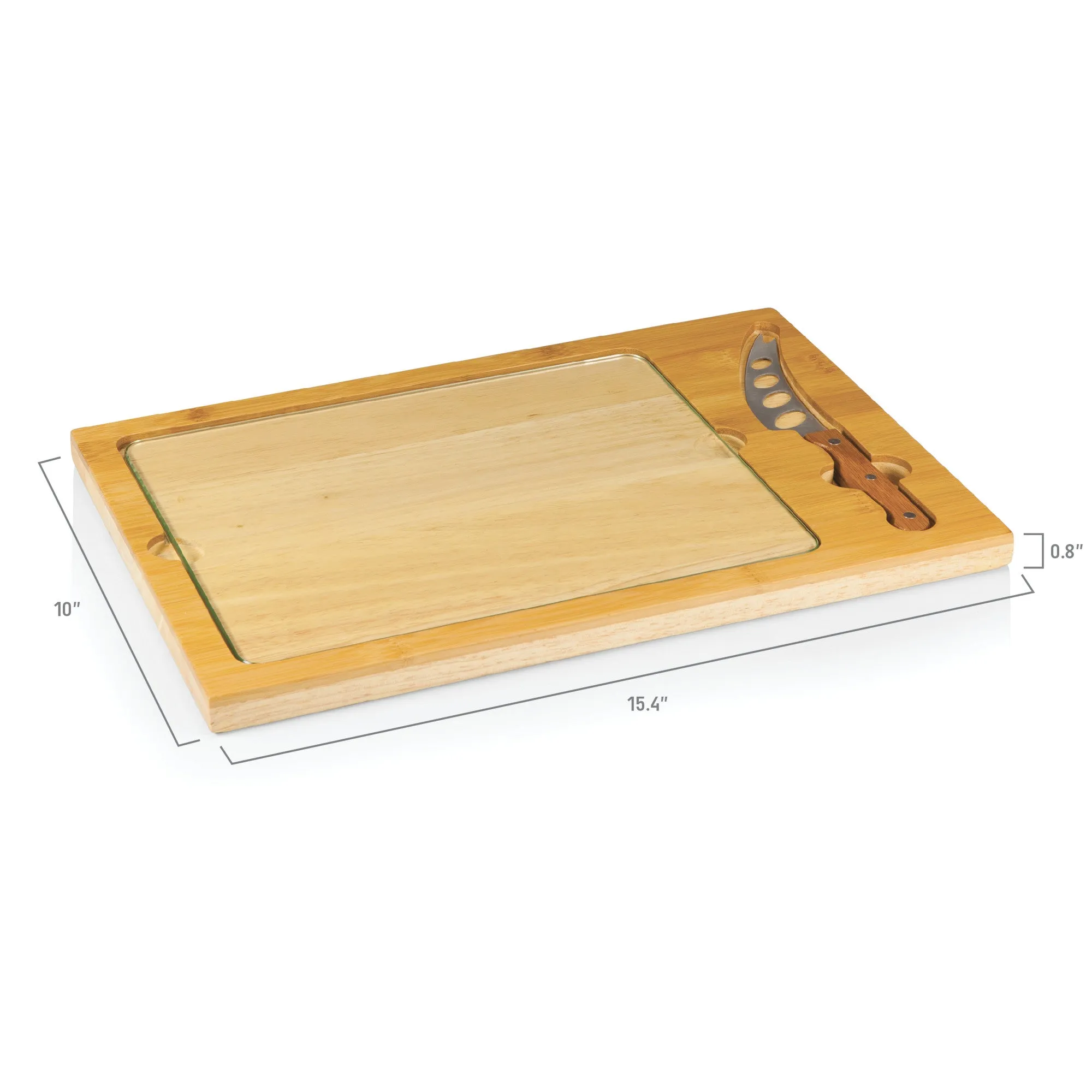 Kansas Jayhawks Football Field - Icon Glass Top Cutting Board & Knife Set