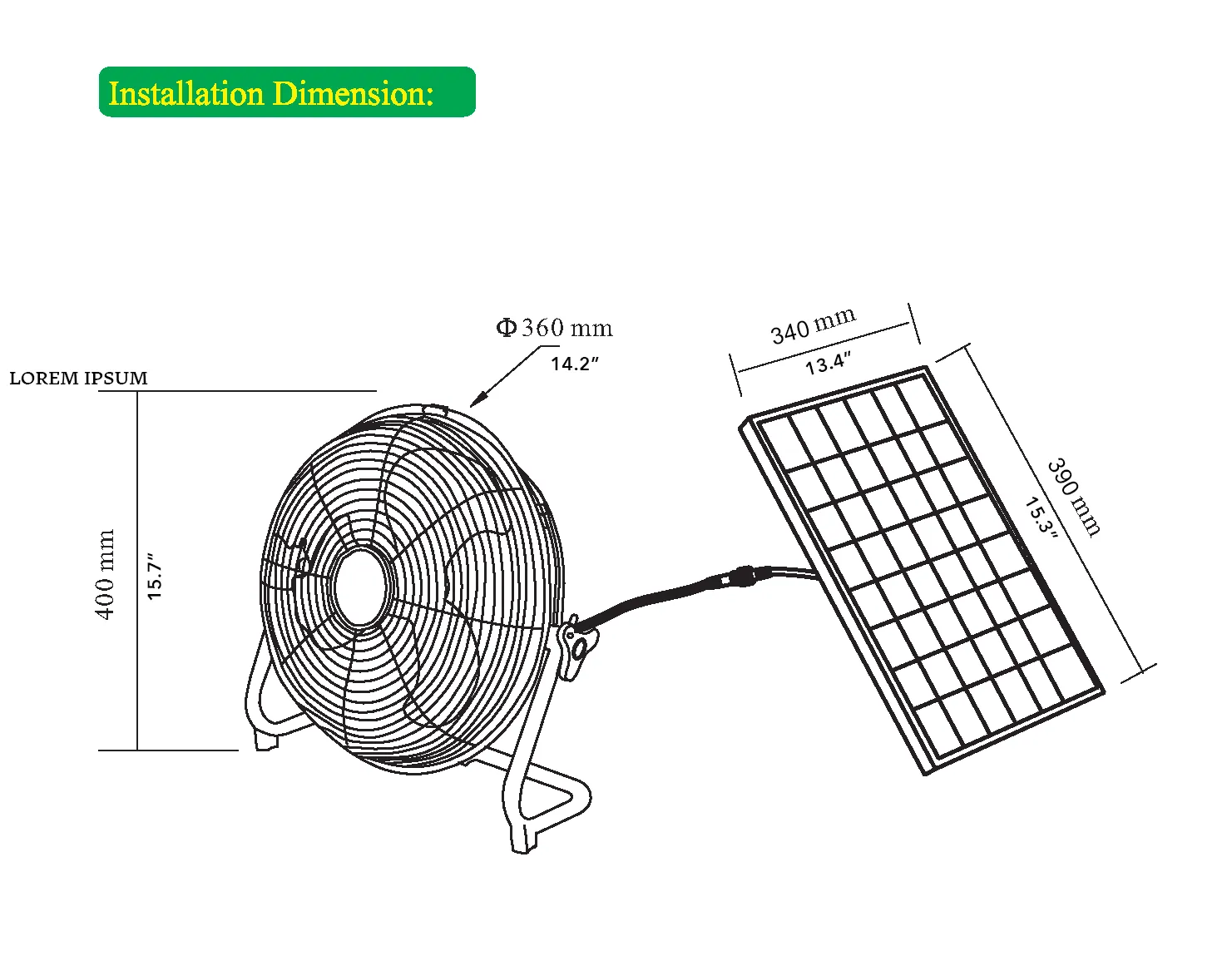 Kedron™ 12" Solar Powered Fan - 24W