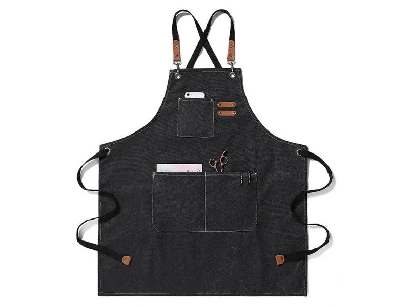 Kitchen Adjustable Canvas Strap Apron with Pockets