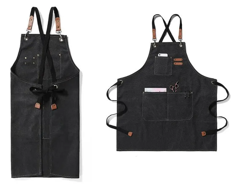 Kitchen Adjustable Canvas Strap Apron with Pockets