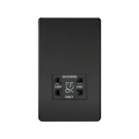 Knightsbridge Screwless 115V/230V Dual Voltage Shaver Socket - Matt Black