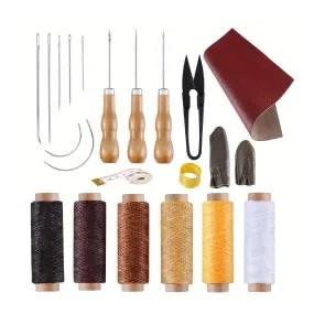 Leather Sewing Kit, 22 Pcs Leather Repair Kit, Upholstery Repair Kit With Waxed Thread, Leather Hand Sewing Stitching Needles For Car, Sofa, Backpack, Shoe, Craft DIY