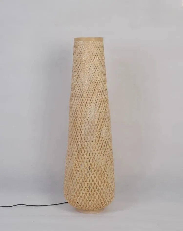 Living Room Bamboo Woven Floor Lamp- Sustainable Green Home Decor