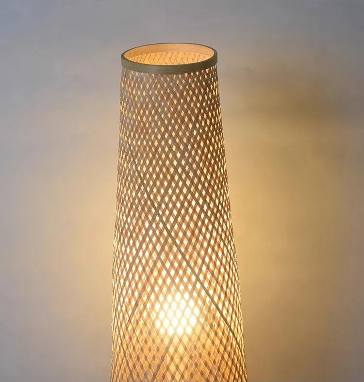 Living Room Bamboo Woven Floor Lamp- Sustainable Green Home Decor