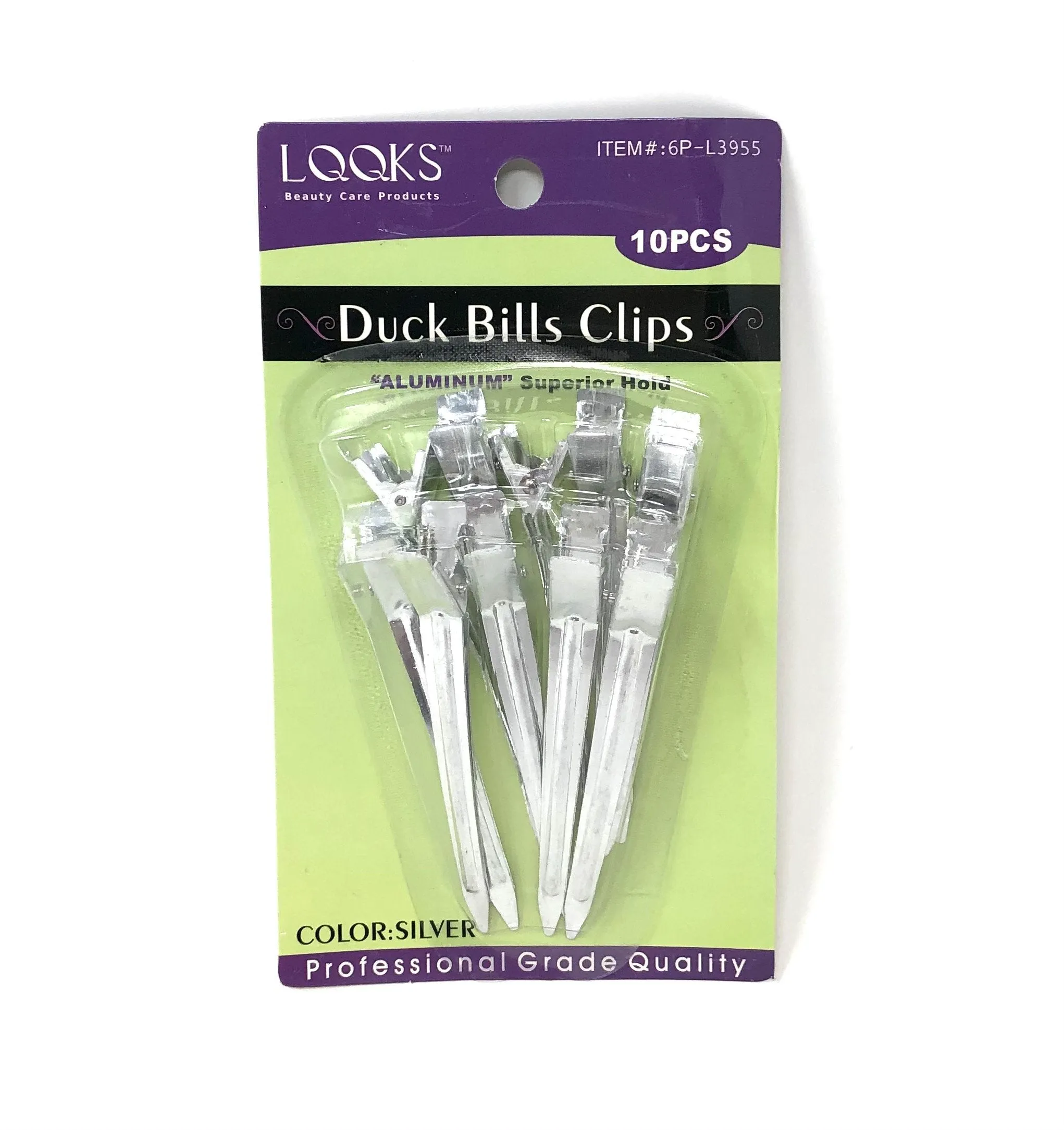 LOOKS Duck Bills hair Clips 10pcs – silver aluminum #6p-L3954