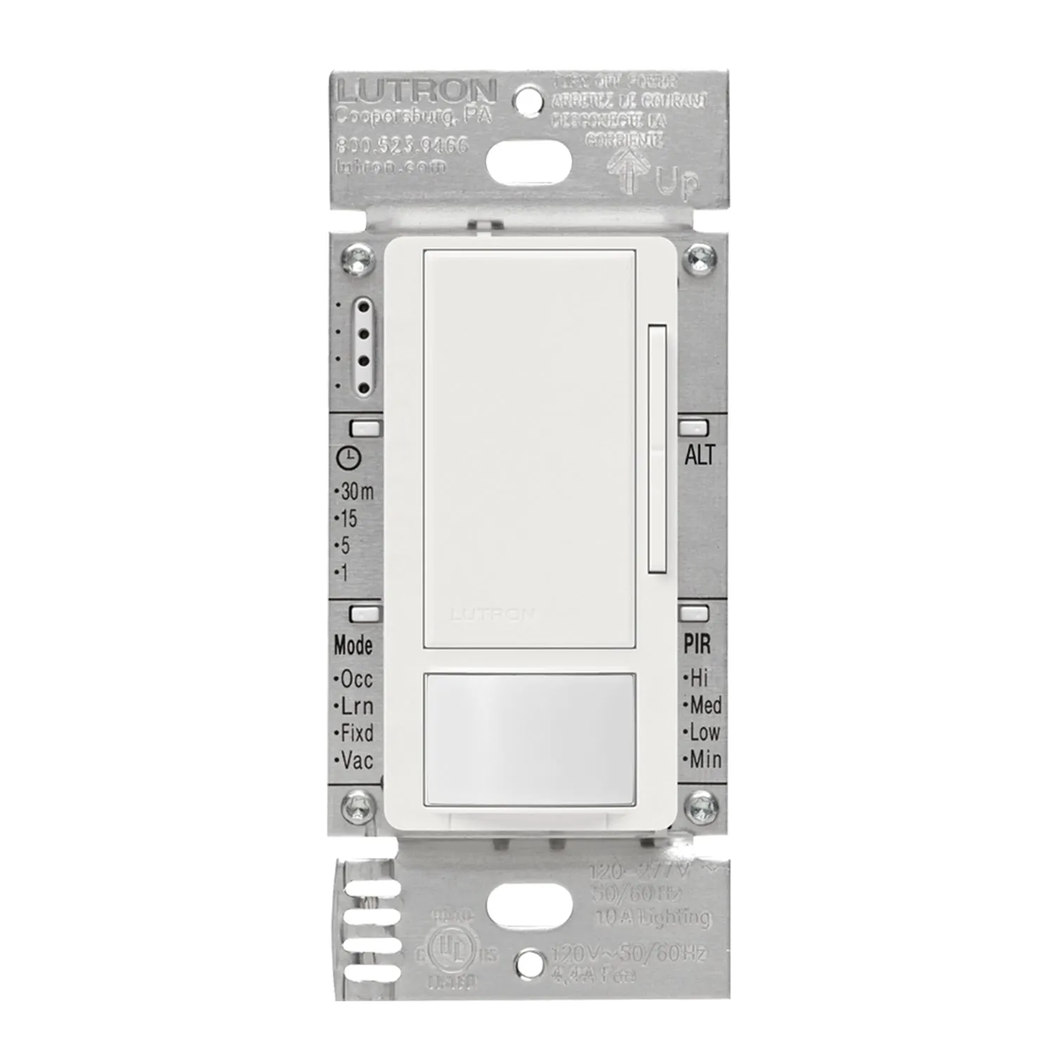 Maestro 120-277V Vacancy Motion Sensor Switch with 0-10V Dimmer PIR, 3-Way/Multi-Location, White