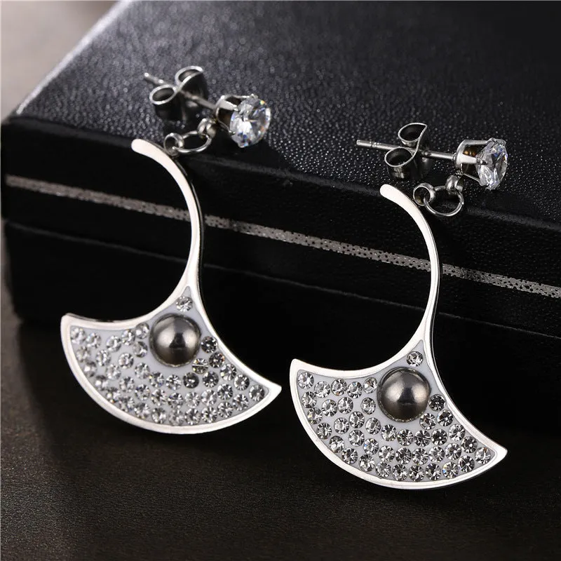 Men Fan-Shape Titanium Steel Earrings