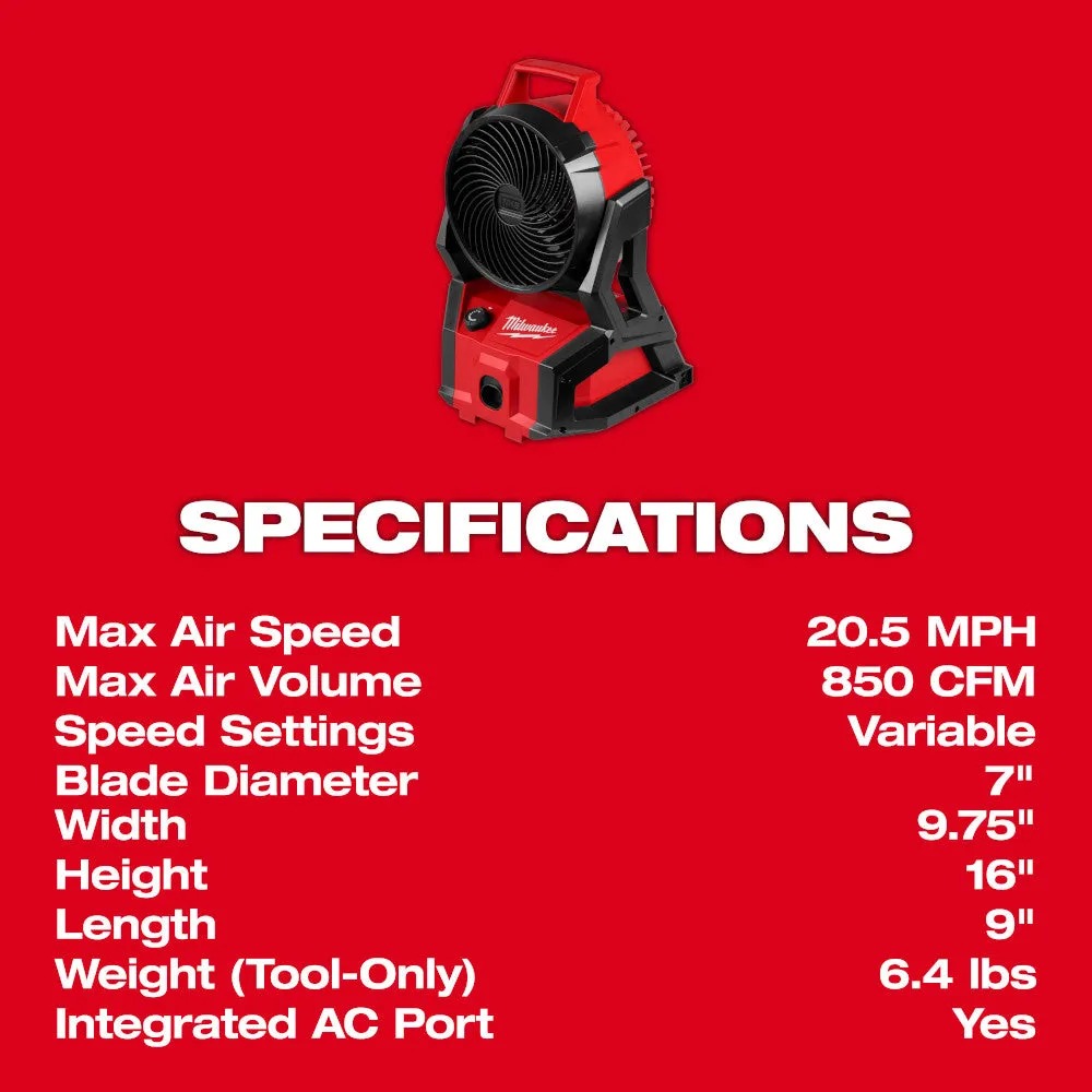 Milwaukee 0818-20 M18 18V Brushless PACKOUT Fan - Bare Tool