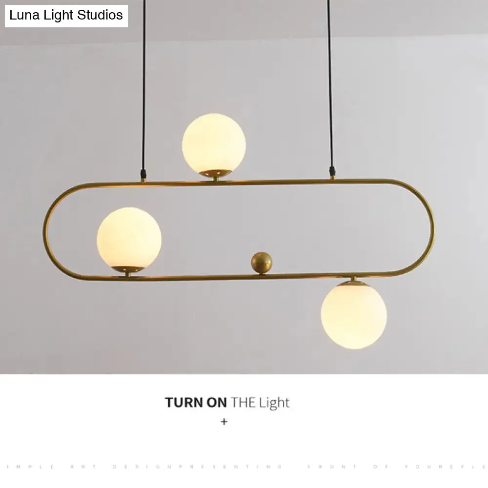 Minimalist Ellipse Pendant Light: Modern Glass Globe Ceiling Fixture for Living Room Island