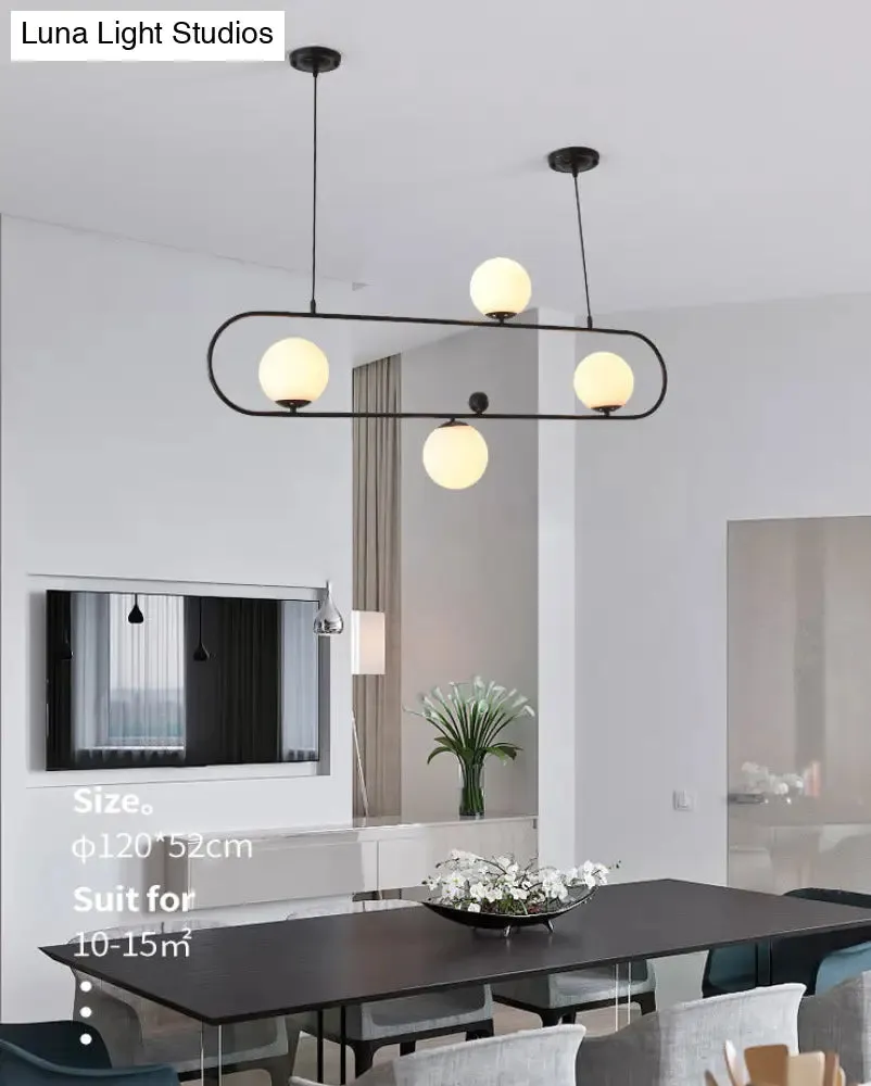 Minimalist Ellipse Pendant Light: Modern Glass Globe Ceiling Fixture for Living Room Island