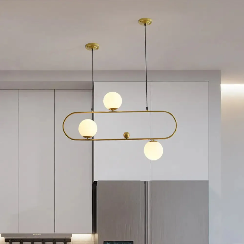 Minimalist Ellipse Pendant Light: Modern Glass Globe Ceiling Fixture for Living Room Island