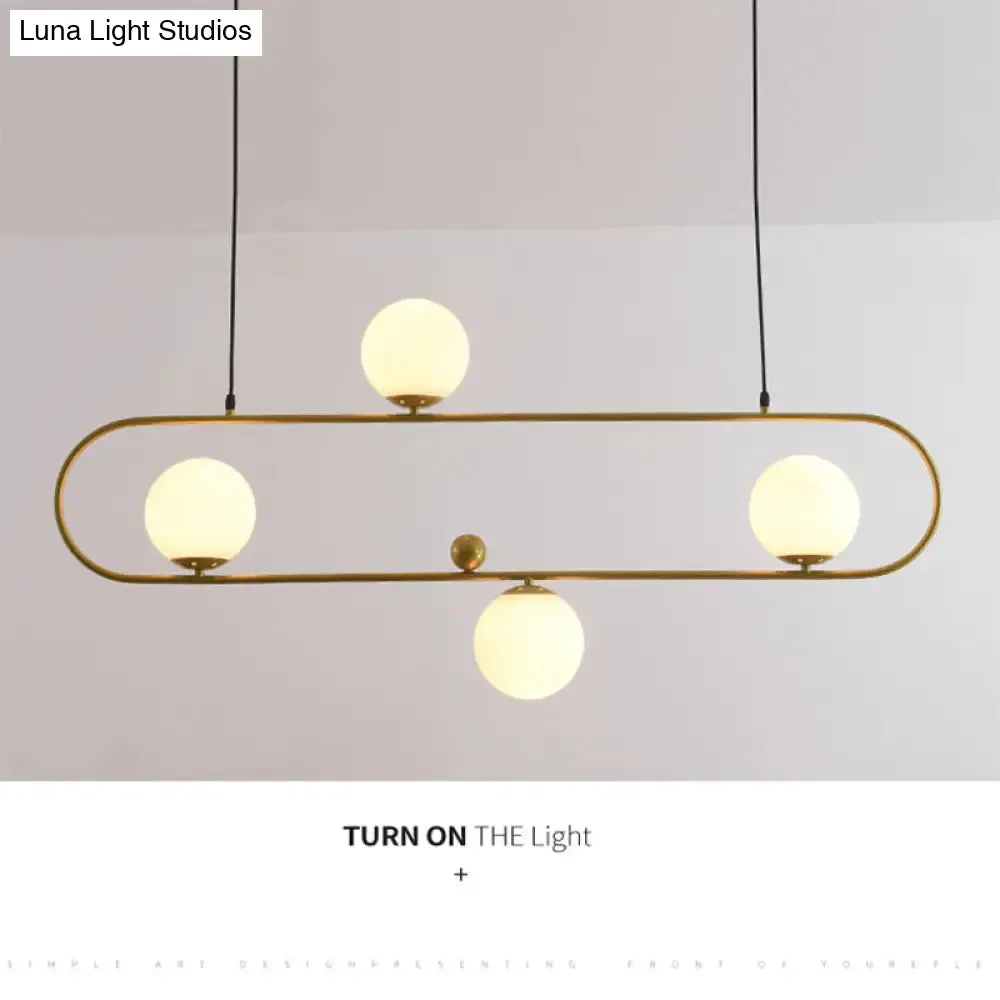 Minimalist Ellipse Pendant Light: Modern Glass Globe Ceiling Fixture for Living Room Island