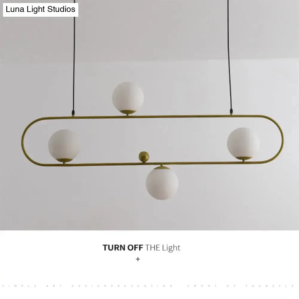 Minimalist Ellipse Pendant Light: Modern Glass Globe Ceiling Fixture for Living Room Island