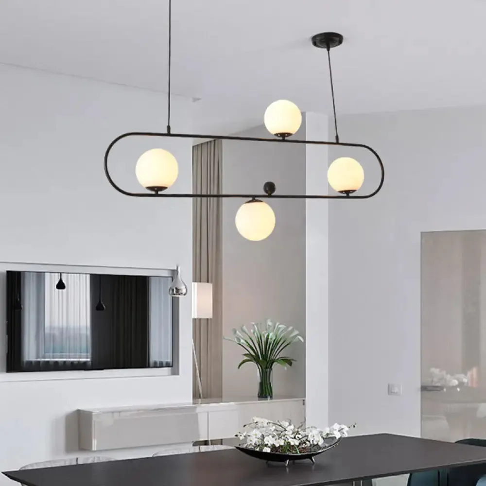 Minimalist Ellipse Pendant Light: Modern Glass Globe Ceiling Fixture for Living Room Island