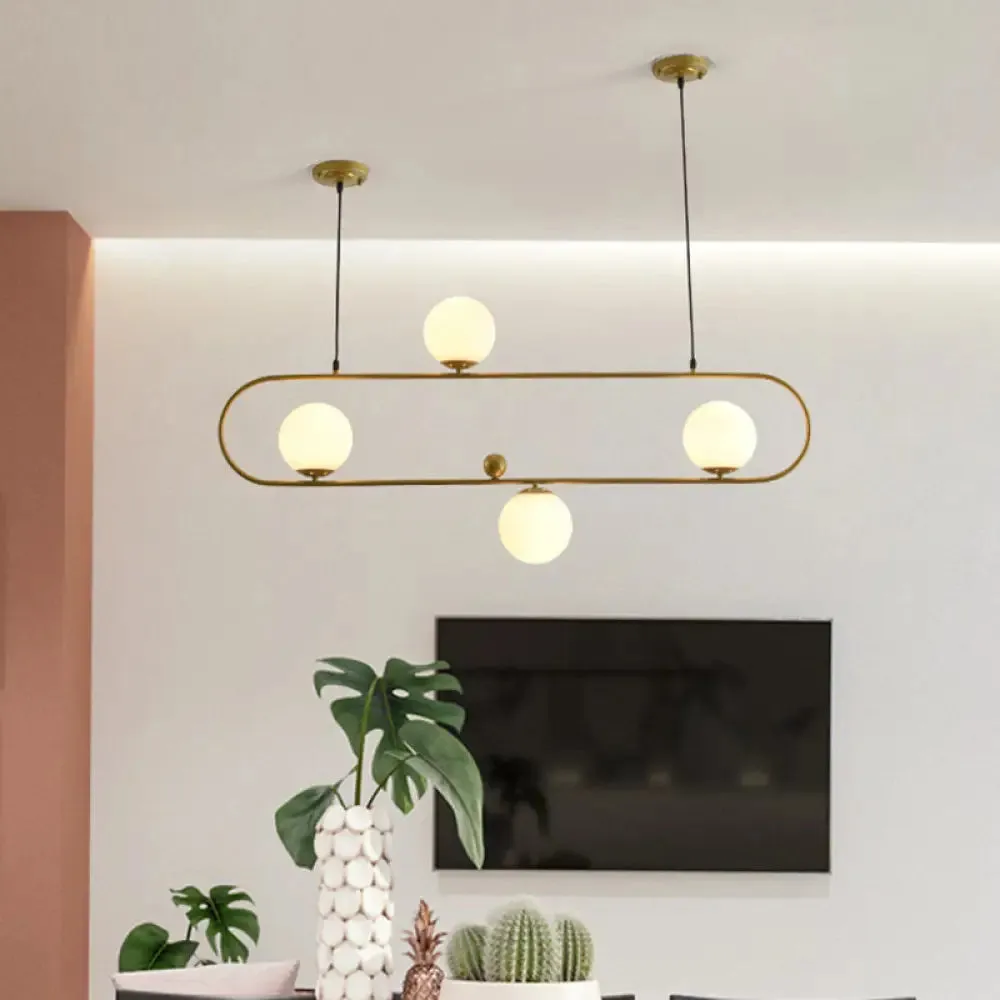 Minimalist Ellipse Pendant Light: Modern Glass Globe Ceiling Fixture for Living Room Island