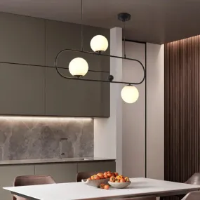 Minimalist Ellipse Pendant Light: Modern Glass Globe Ceiling Fixture for Living Room Island