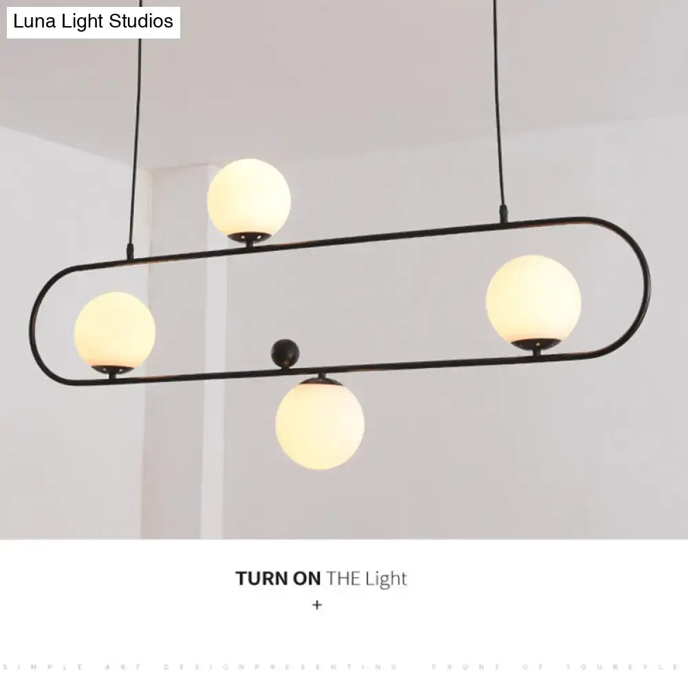 Minimalist Ellipse Pendant Light: Modern Glass Globe Ceiling Fixture for Living Room Island