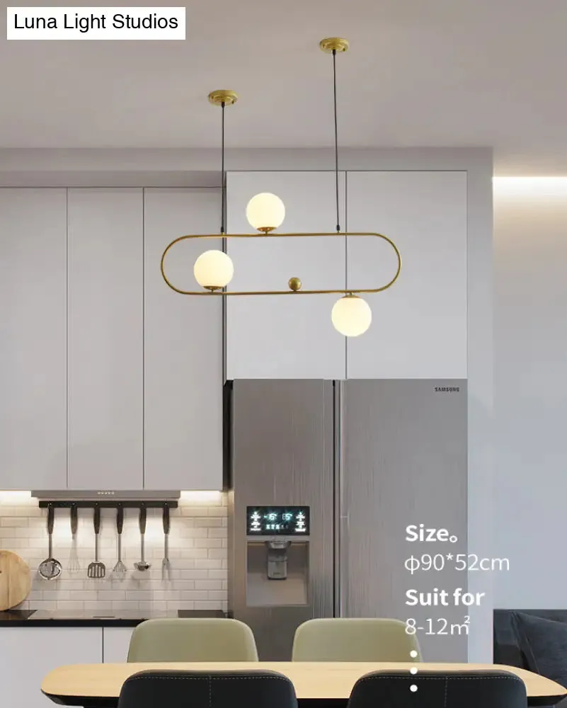 Minimalist Ellipse Pendant Light: Modern Glass Globe Ceiling Fixture for Living Room Island