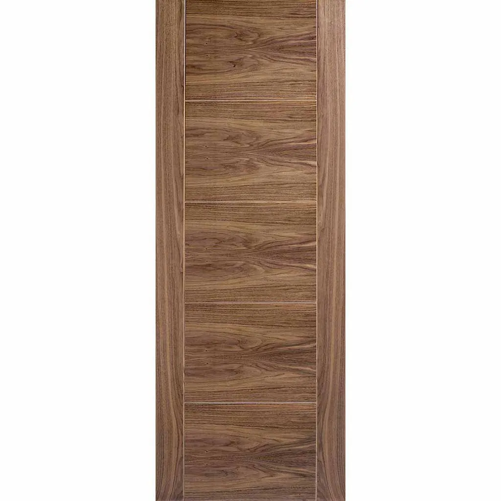 Minimalist Wardrobe Door & Frame Kit - Two Vancouver 5 Panel Flush Walnut Doors - Prefinished