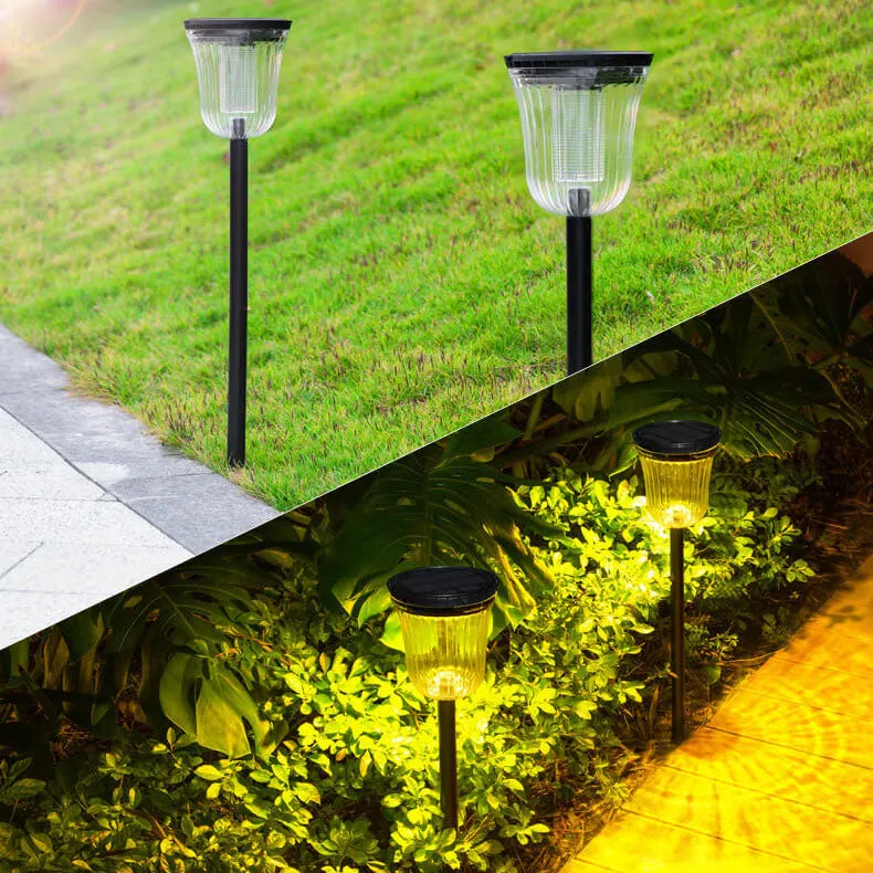 Modern Black Transparent Solar Outdoor Waterproof Garden Ground Insert LED Lawn Lamp