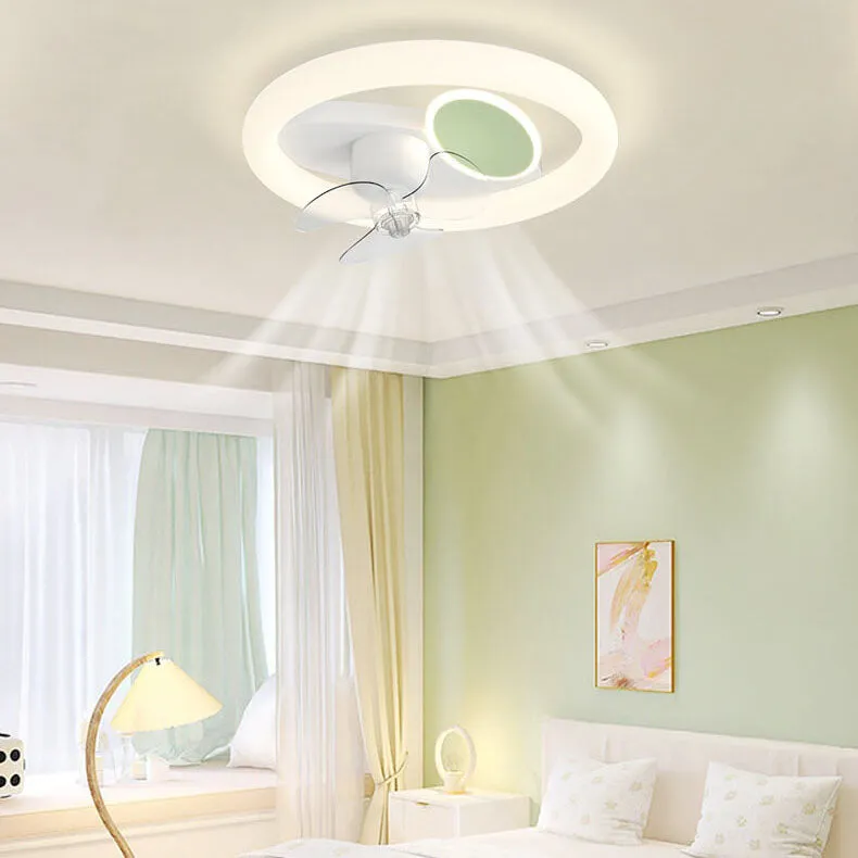 Modern Creative Cream Style Iron Shaking Head Fan LED Flush Mount Ceiling Fan Light