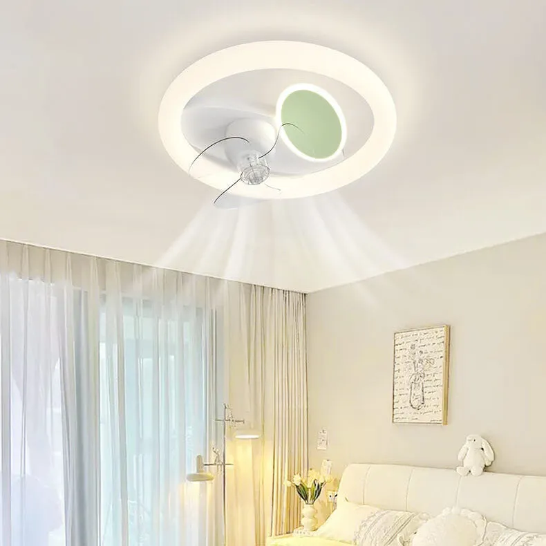 Modern Creative Cream Style Iron Shaking Head Fan LED Flush Mount Ceiling Fan Light