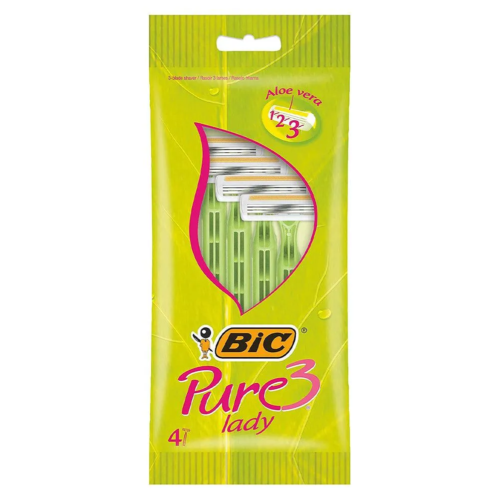 (NET) Bic Shaver Pure Lady Sensitive Blades Razors With Aloe Vera Pack Of 4 Razors