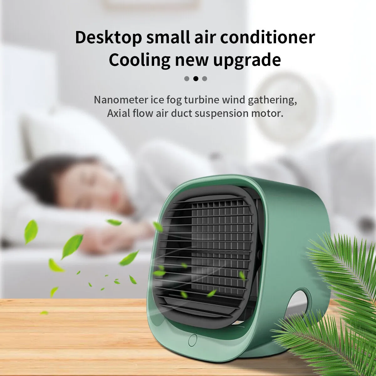 (NET)Portable Air Cooler Conditioner Usb Rechargable Humidifier Purifier Room Cooling 3 Adjustable Speeds