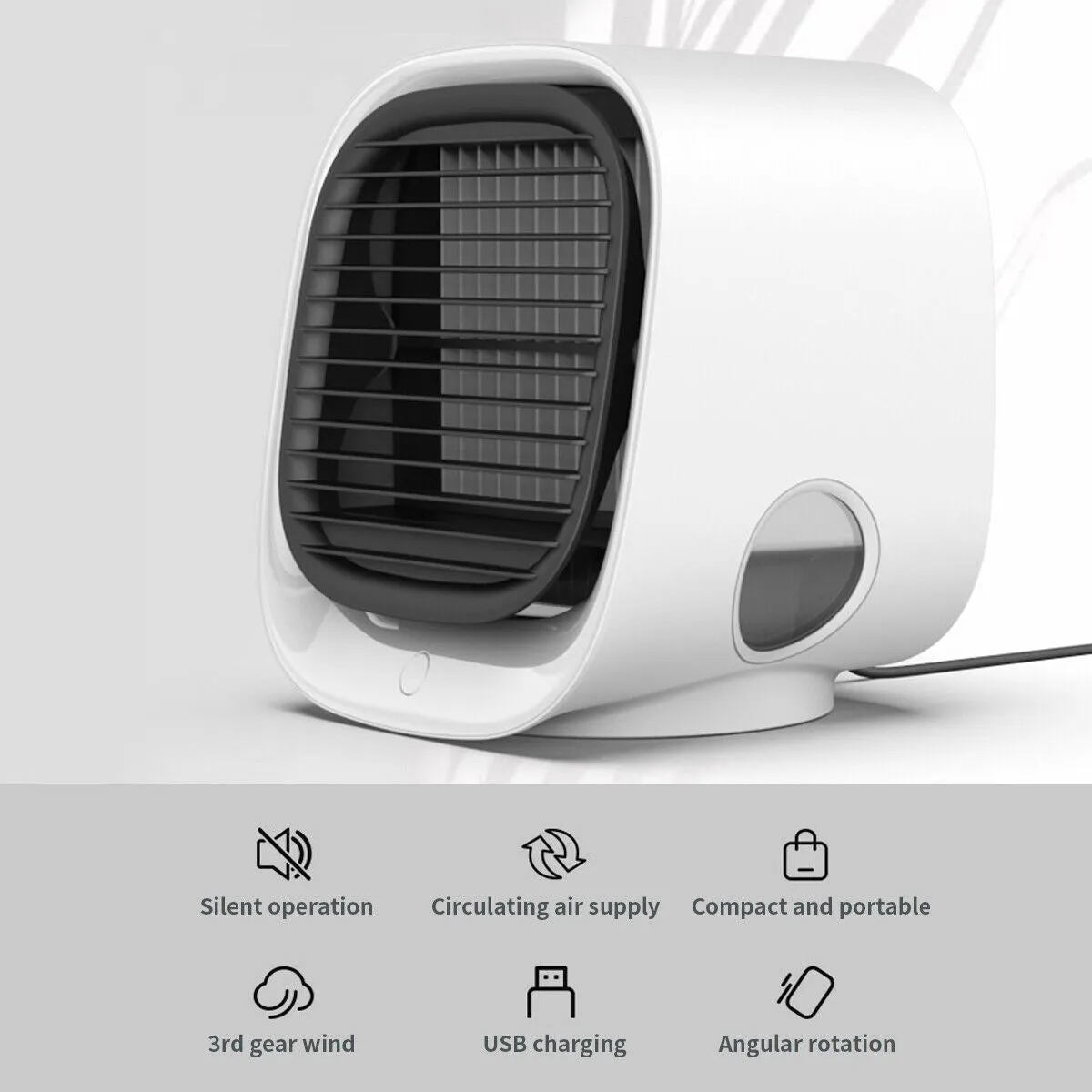 (NET)Portable Air Cooler Conditioner Usb Rechargable Humidifier Purifier Room Cooling 3 Adjustable Speeds