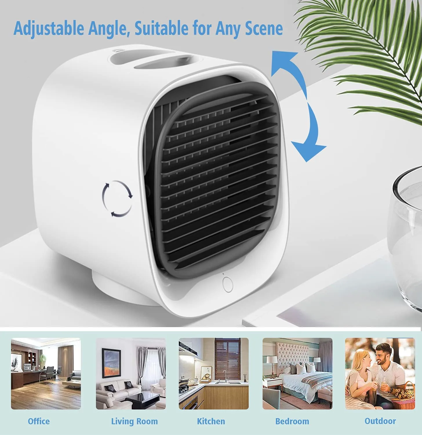 (NET)Portable Air Cooler Conditioner Usb Rechargable Humidifier Purifier Room Cooling 3 Adjustable Speeds