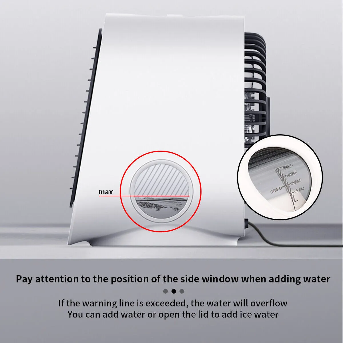 (NET)Portable Air Cooler Conditioner Usb Rechargable Humidifier Purifier Room Cooling 3 Adjustable Speeds