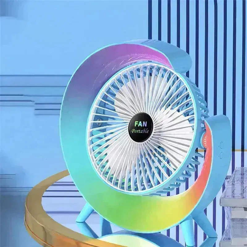 New Bright Night Light Charging Fan Desktop Silent Mini Electric Fan Portable Fan USB