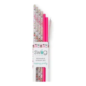 Nutcracker   Hot Pink Reusable Straw Set