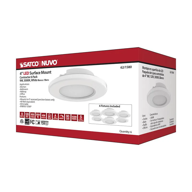 Nuvo 62-1580 4" LED Surface Mount, 3000K, 4-Pack